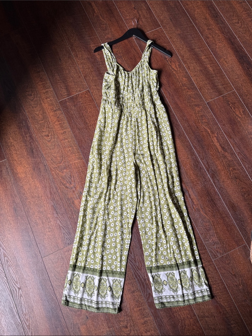 Olive Floral Wide-Leg Sleeveless Jumpsuit